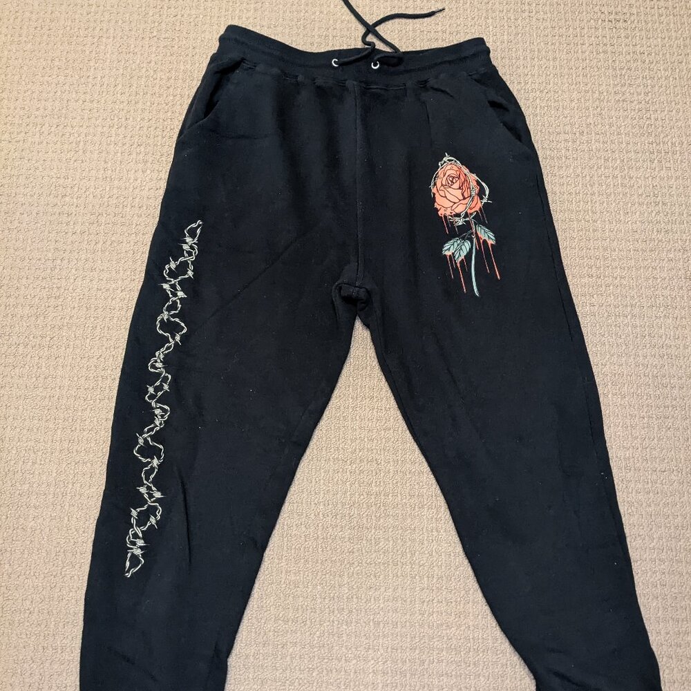 Black Joggers with Rose